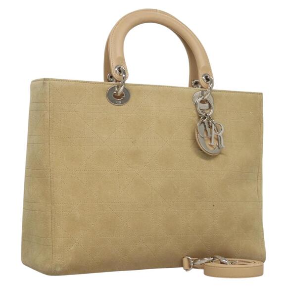 DIOR Canage Hand Bag Suede Beige Silver - Picture 1 of 13